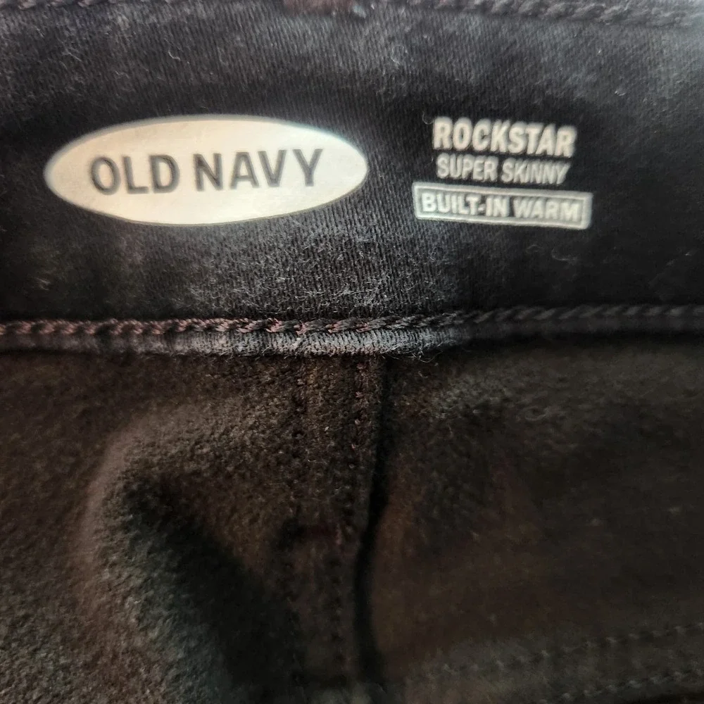 Old Navy Rockstar‎ Super Skinny Jeans Black Denim Mid Rise Rustic Women's Size 6